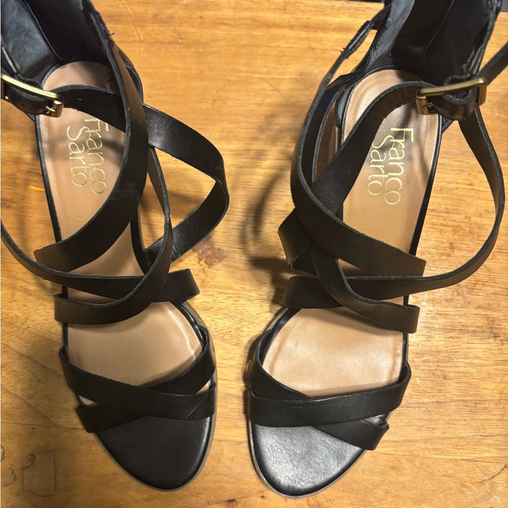 Franco Sarto Black Strappy Heels